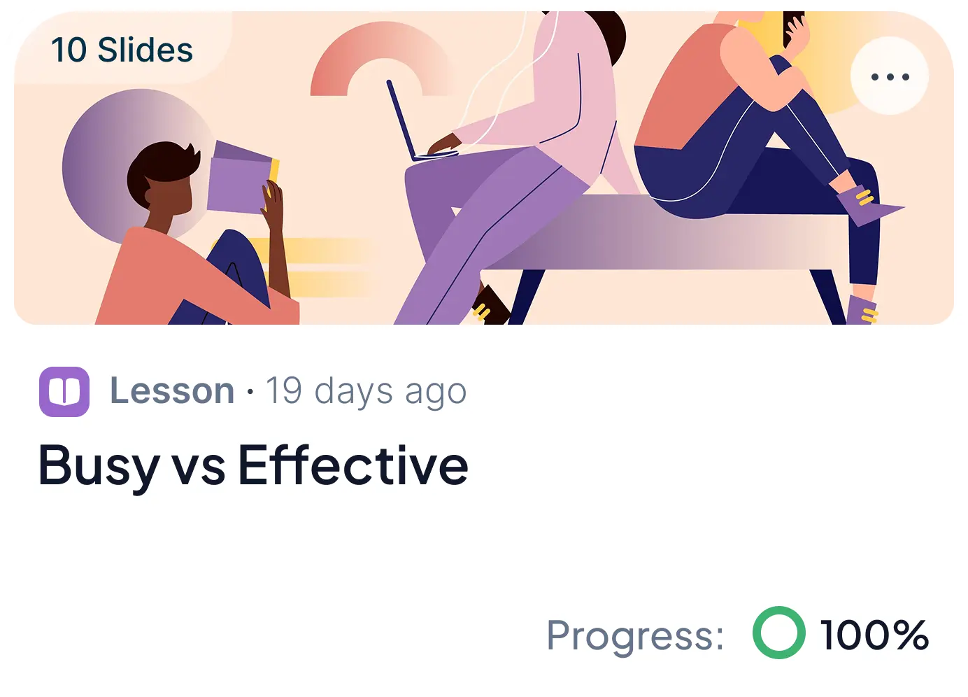 Effective lesson card